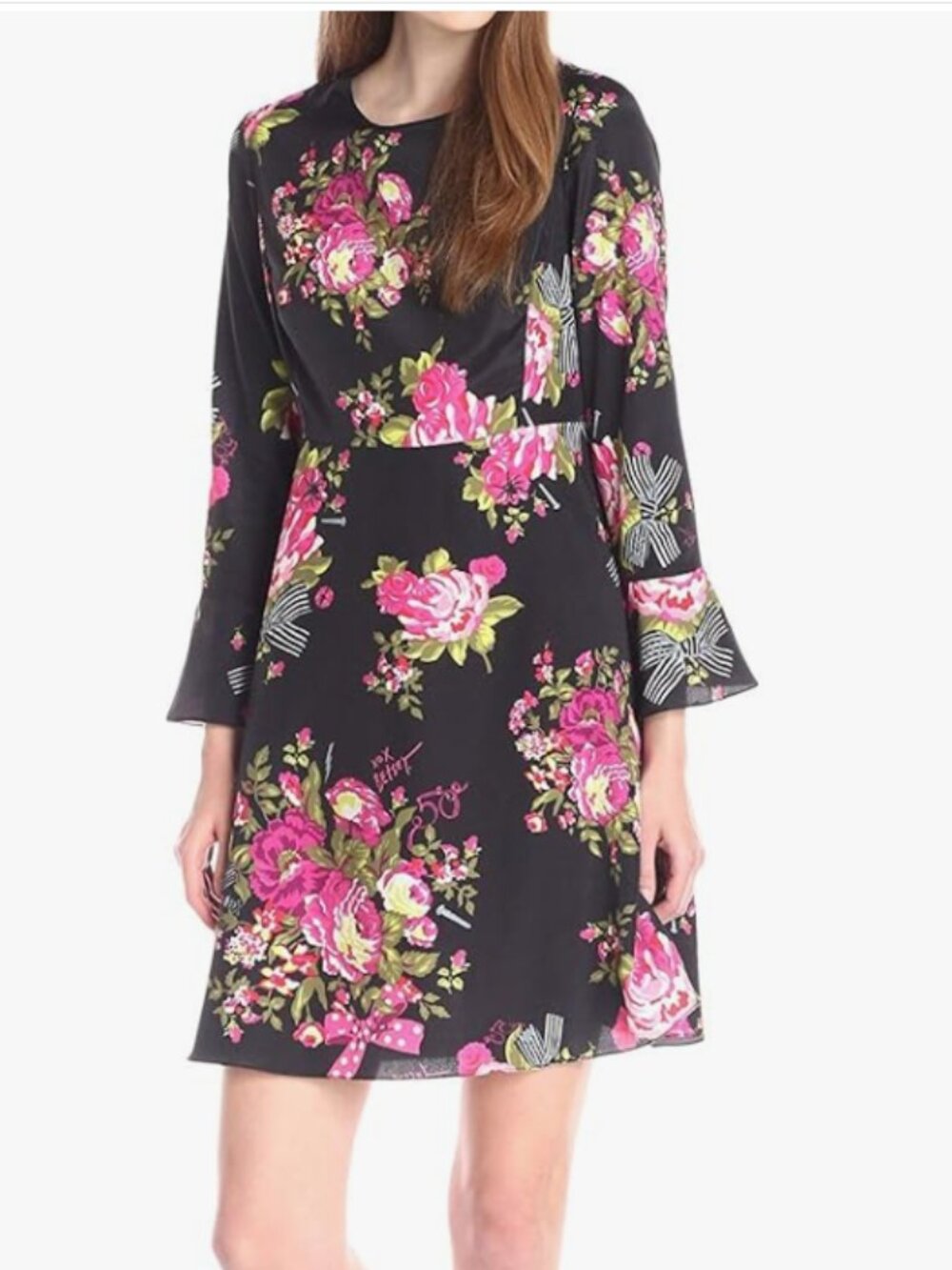 Betsey Johnson Floral Bell Sleeve Dress Size 10 NEW